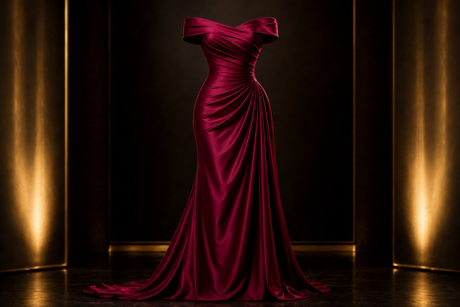 Veloura — Burgundy Couture Evening Gown